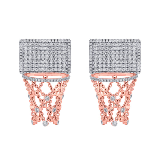 Basketball Hoop Earrings Rose Gold with Diamonds
