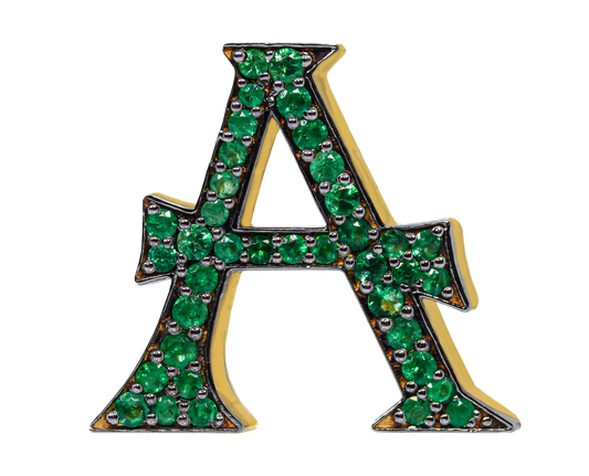 Alphabet Bag Bijoux with Natural Emeralds