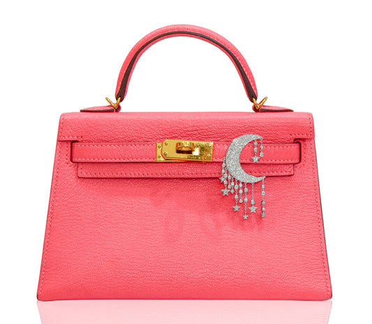 Pink handbag with decorative clasp on a white background, collection-preview