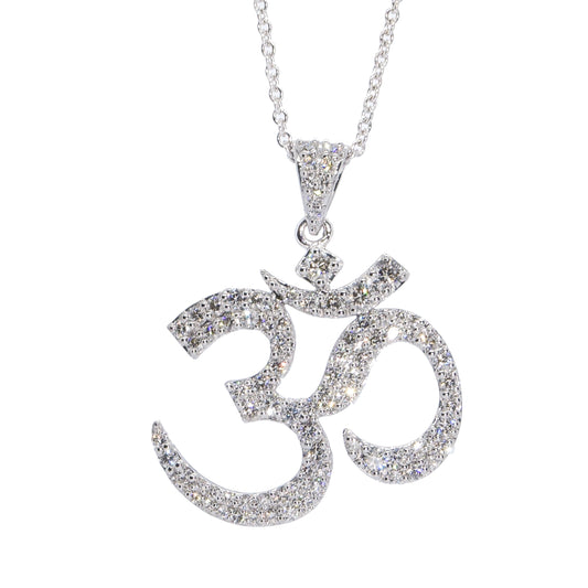 Ohm Necklace set in 18KT White Gold with Natural Diamonds
