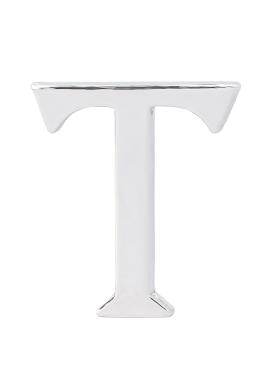 Alphabet 'T' Bag Bijoux Plain 18K White Gold