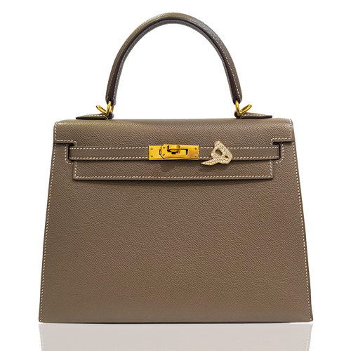 Brown handbag with gold hardware on a white background, collection-preview
