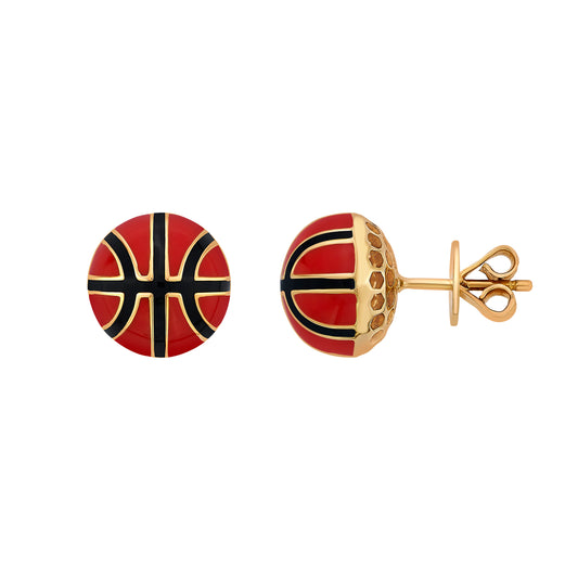 Basketball Studs with Gold and Enamel
