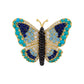 Butterfly-shaped jewelry with blue, black, and gold colors on a white background