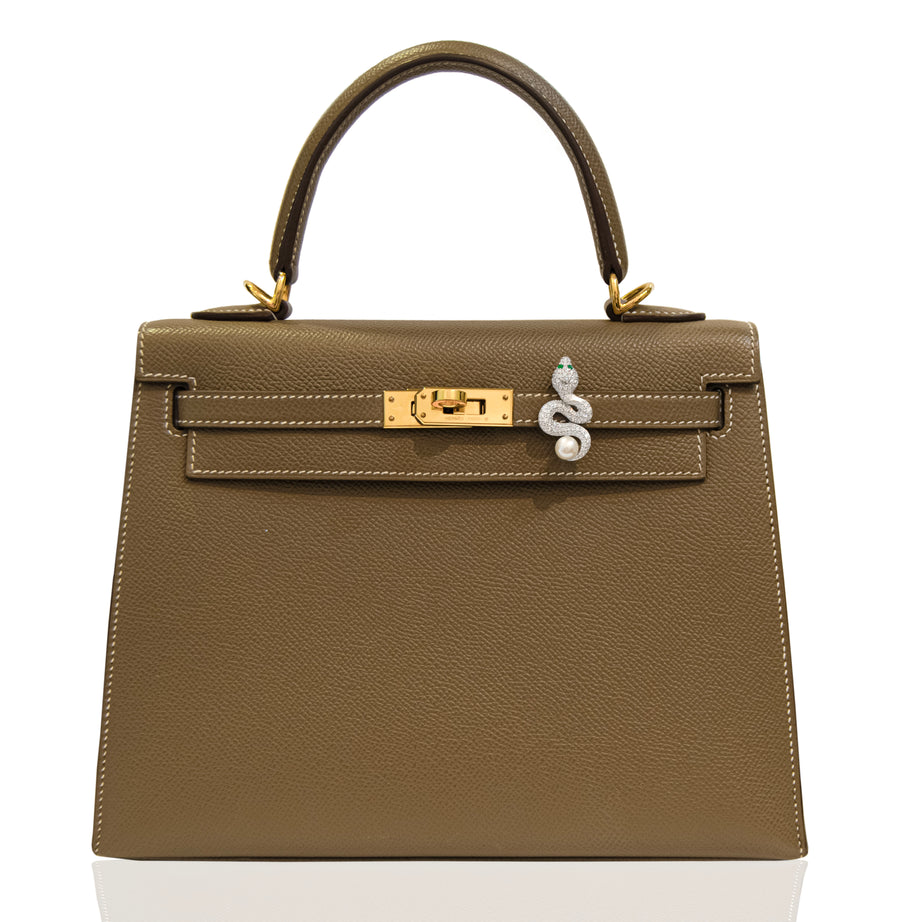 Brown handbag with gold hardware on a white background, collection-preview