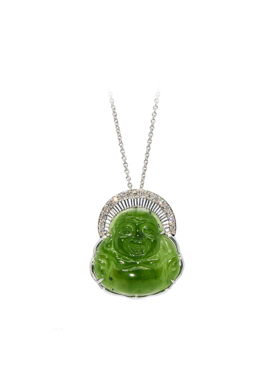 Jade Buddah Pendant with 18" Chain