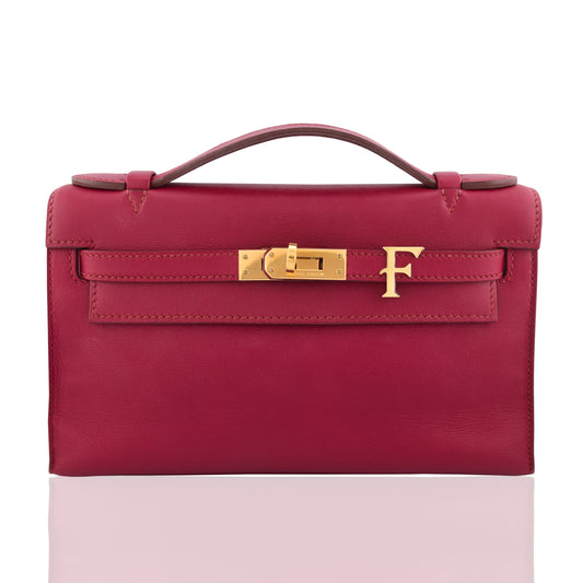 Alphabet 'F' Bag Bijoux Plain Yellow Gold