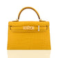 Yellow crocodile skin handbag with gold hardware on a white background, collection-preview