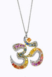 Ohm Necklace set in 18KT White Gold with Natural Diamonds and Multy Sapphires