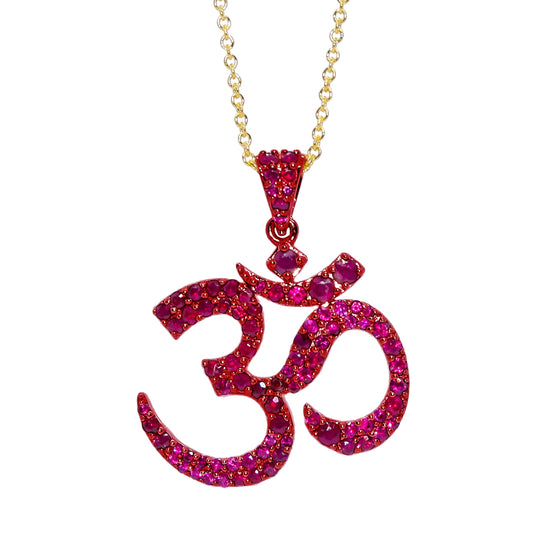 Ohm Necklace set in 18KT Rose Gold with Natural Ruby