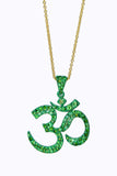 Ohm Necklace set in 18KT Yellow Gold with TSavorite Gem Stones