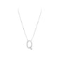 Silver necklace with a 'Q' pendant on a white background