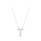 Necklace with a letter 'T' pendant on a white background
