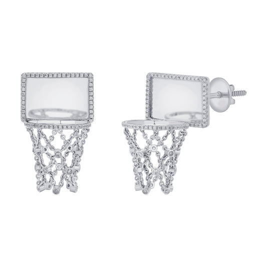 Basketball Hoop Diamond Bordered Earrings