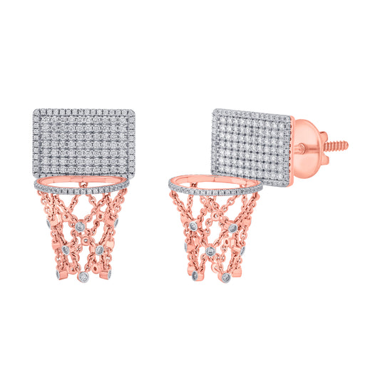 Basketball Hoop Earrings Rose Gold with Diamonds