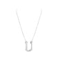 Silver necklace with a 'U' pendant on a white background