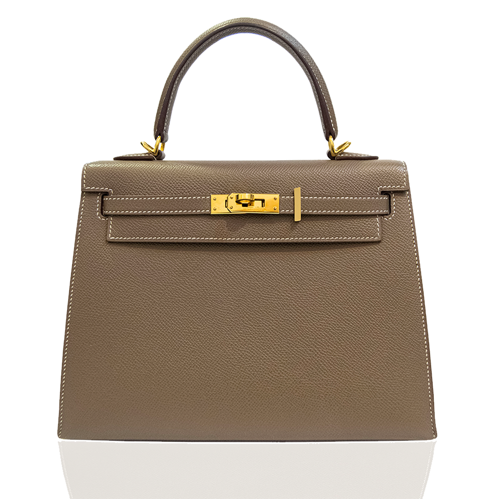 Beige handbag with gold hardware on a white background, collection-preview