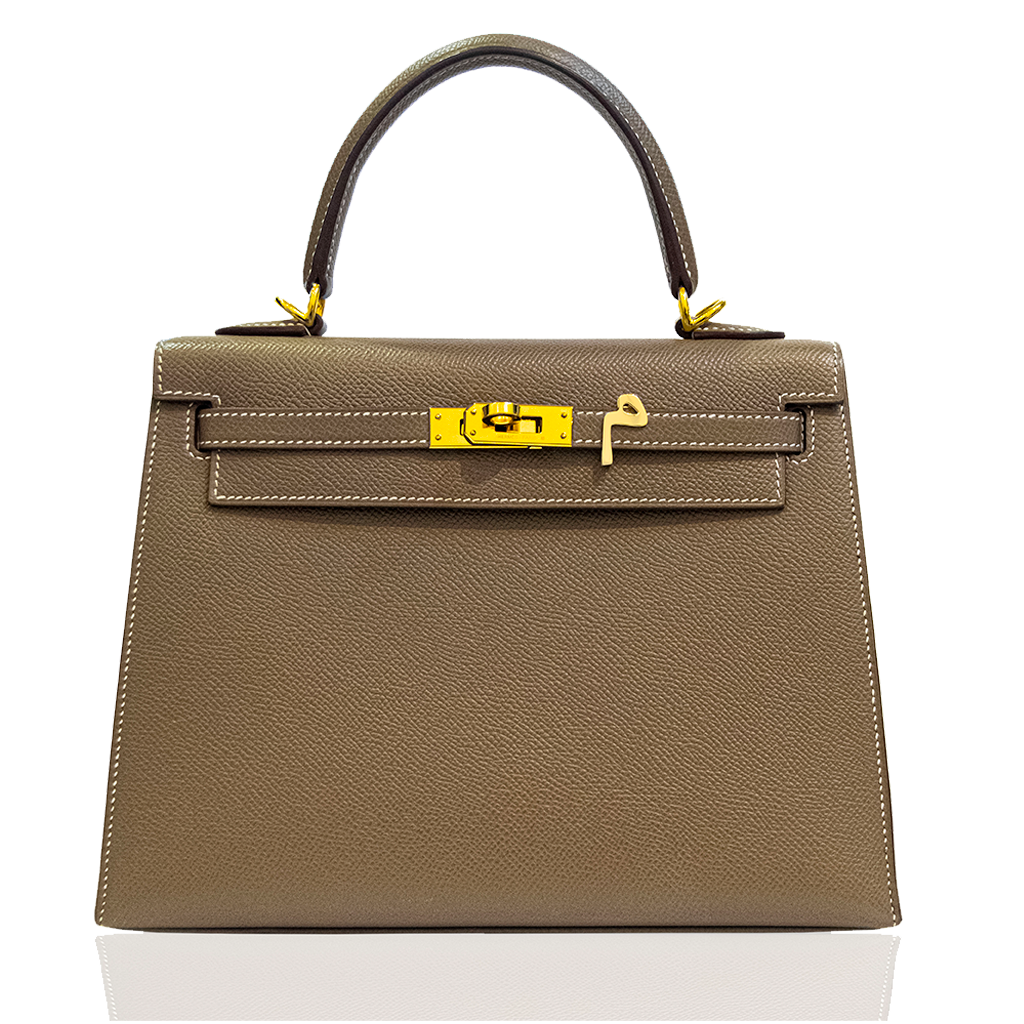Brown handbag with gold hardware on a white background, collection-preview