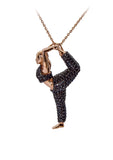 Yoga Chain Pendant with Black Diamonds Rose Gold