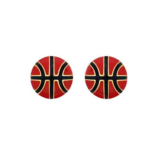 Basketball Studs with Gold and Enamel